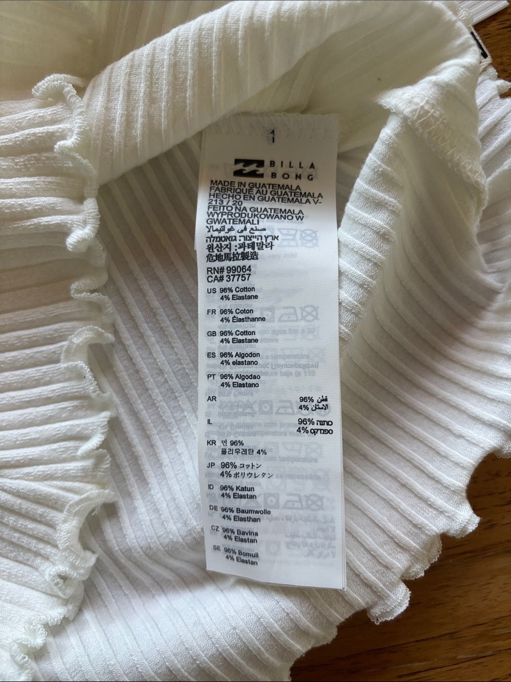 Billabong Cream Ribbed Racerback Tank Top - Picture 3 of 6